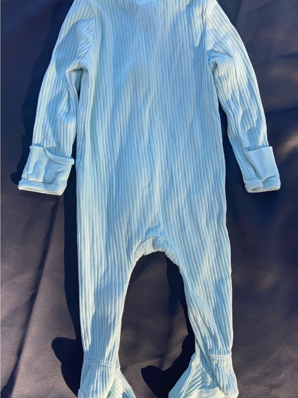 cloud island Light Blue Ribbed Footed One-Piece - Picture 2 of 3